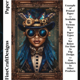 Lámina Mujer africana steampunk papel para scrapbook CM7