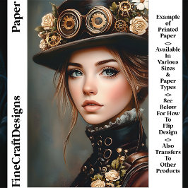 Lámina Mujer Chic Steampunk Retrato CJ4 Papel de Scrapboo