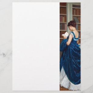 Lámina Mujer en azul leyendo un libro
