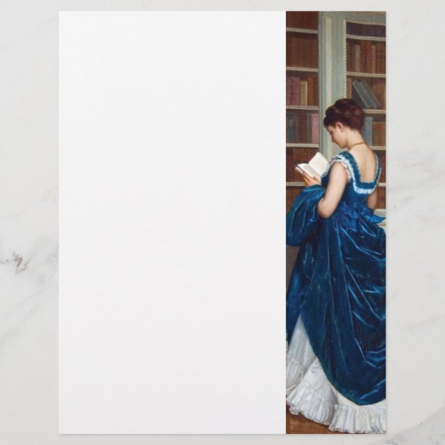 Lámina Mujer en azul leyendo un libro (Anverso)