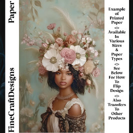 Lámina Mujer mestiza, tocado floral CP1 Papel de manualid