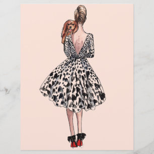 Lámina Mujer sosteniendo un ilustracion de moda de perro