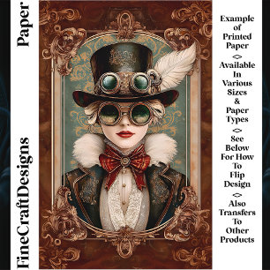 Lámina Mujer Steampunk / Art Nouveau CM8 Papel para Scrap