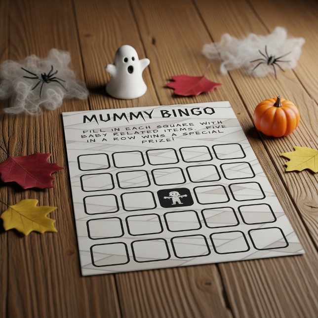 Lámina Mummy Bingo Halloween Juego de Baby Shower (Mummy Bingo Halloween Baby Shower Game
)