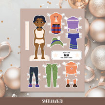 Muñeca de papel de niña india de Navidad con conju