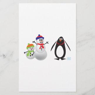 Lámina Muñecos de nieve y pingüino