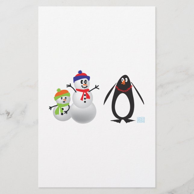 Lámina Muñecos de nieve y pingüino (Anverso)
