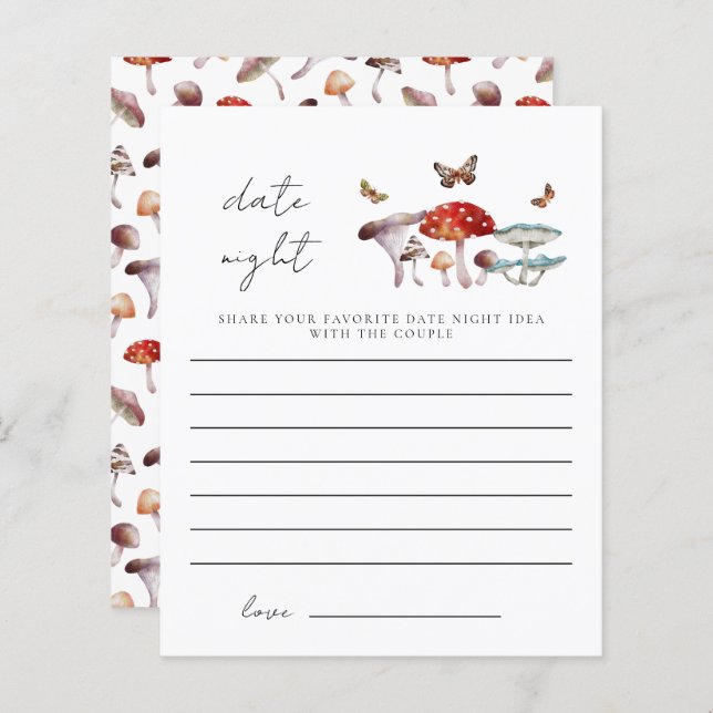 Lámina Mushroom Bridal Shower Date Ideas Noche (Anverso / Reverso)