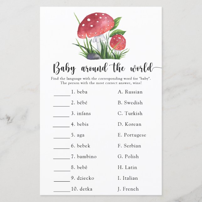 Lámina Mushrooms Baby en todo el mundo (Anverso)