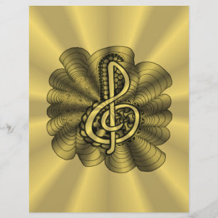 Lámina Music Treble Clef Gold Scrapbook Paper