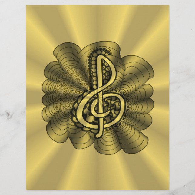 Lámina Music Treble Clef Gold Scrapbook Paper (Anverso)