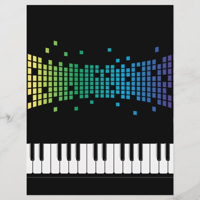 Lámina Música piano instrumental teclado multicolor (Anverso)