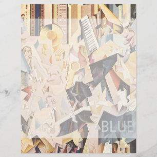Lámina Música vintage, jazz Art Deco, rapsody en azul