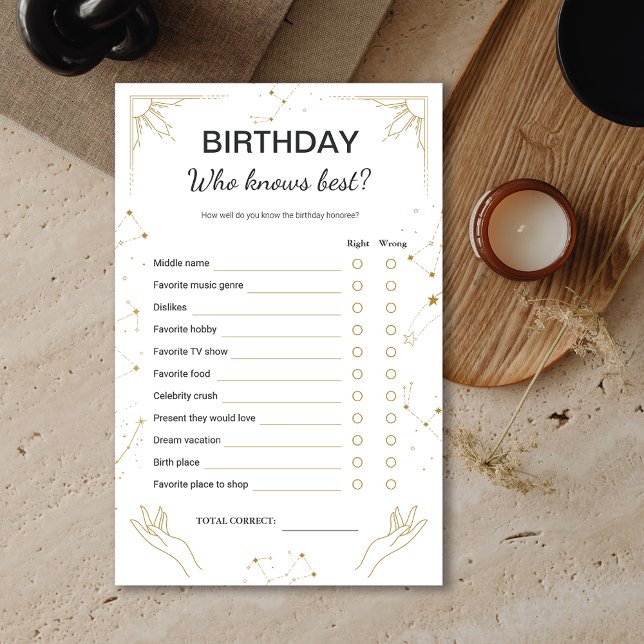 Lámina Mystic Horoscope Moon Birday Party Game (Mystic Horoscope Moon Birthday Party Game)