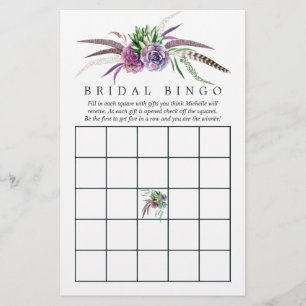 Lámina Mystical Boho Succulum Bridal Shower Bingo