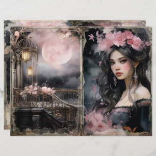 Lámina Mystical Victoria Lady Pink Junk Journal