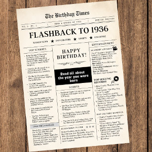 Lámina Nacido en 1936 Periódico Falso sepia