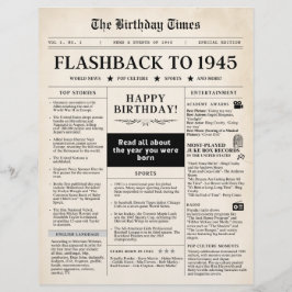 Lámina Nacido en 1945 en el periódico burlón sepia