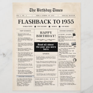 Lámina Nacido en 1955 en un periódico de imitación por 70