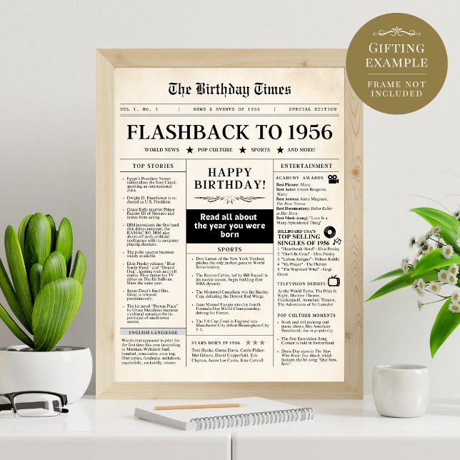 Lámina Nacido en 1956 en un periódico divertido (Subido por el creador)