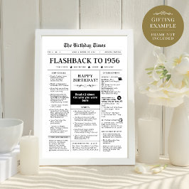 Lámina Nacido en 1956 en un periódico divertido en blanco