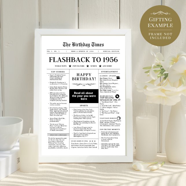 Lámina Nacido en 1956 en un periódico divertido en blanco (Subido por el creador)