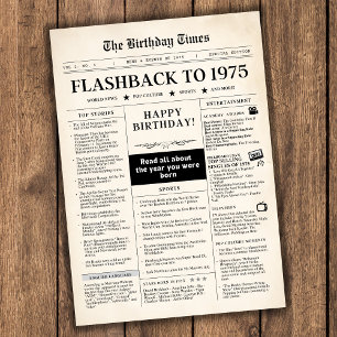 Lámina Nacido en 1975 en un periódico de imitación por 50