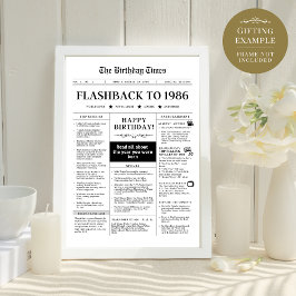 Lámina Nacido en 1986 Divertido periódico en blanco y neg