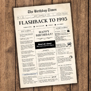 Lámina Nacido en 1995 en un periódico de imitación por 30