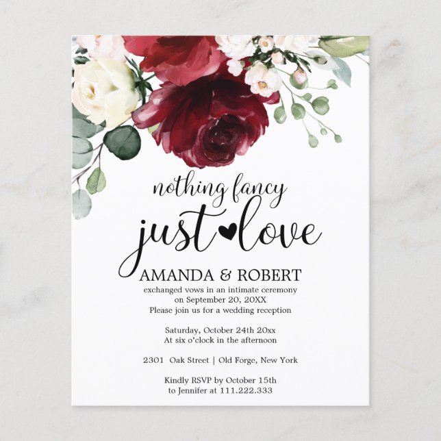 Lámina Nada de invitaciones para matrimonio presupuestal  (Anverso)