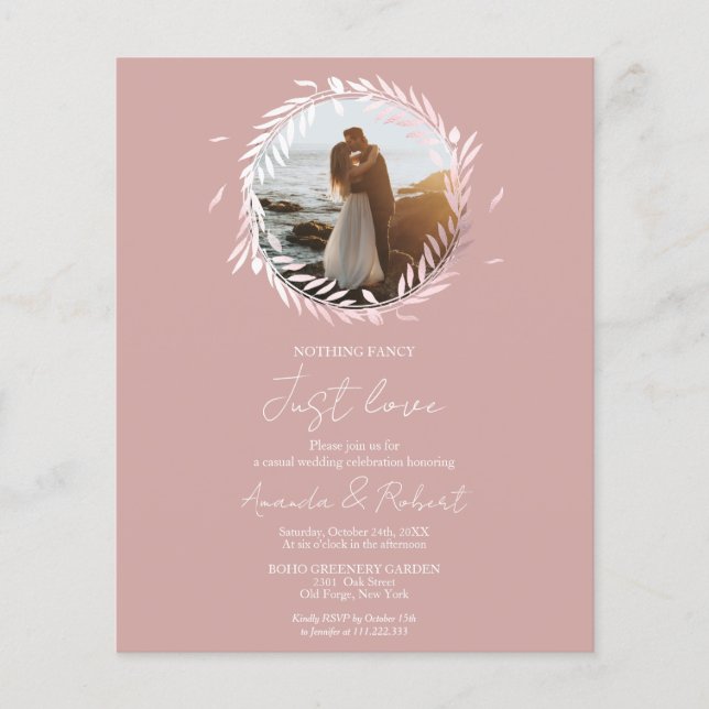 Lámina Nada Fancy Love Just Love Budget Wedding Invitatio (Anverso)