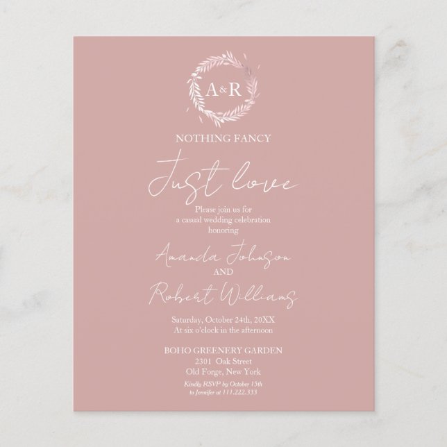 Lámina Nada Fancy Love Just Love Budget Wedding Invitatio (Anverso)
