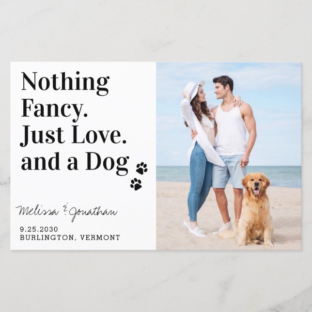 Lámina Nada Fancy Sólo Ama La Boda De Perro Salva La Fech (Anverso)