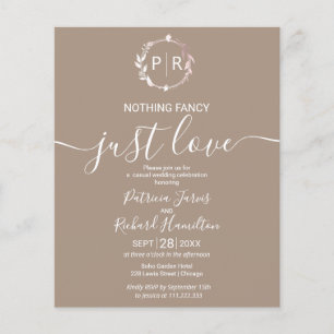 Lámina Nada Lujoso Solo Amor Invitación de Boda con Presu
