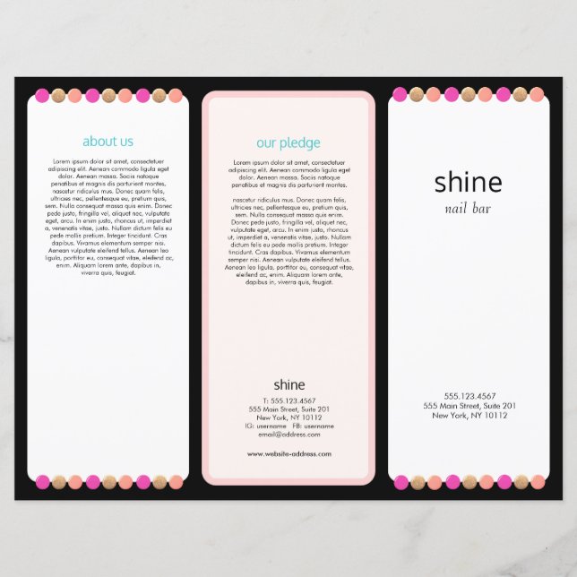Lámina Nail Salon Tri Fold Brochure (Anverso)