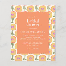 Lámina Naranja amarillo retro presupuesto ducha de novia