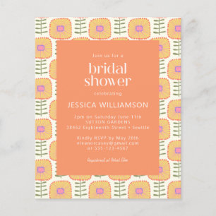 Lámina Naranja amarillo retro presupuesto ducha de novia