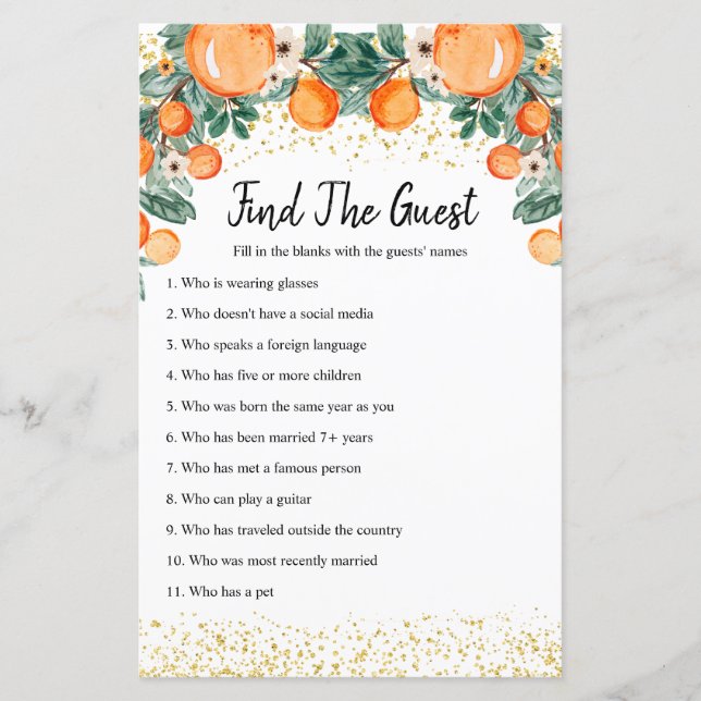 Lámina Naranja apriete principal Buscar juego de invitado (Anverso)