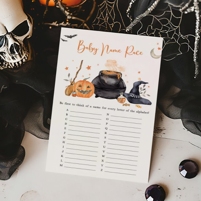 Lámina Naranja bebé está preparando juego de raza con el  (Baby is Brewing Baby Shower Baby Name Race Game)