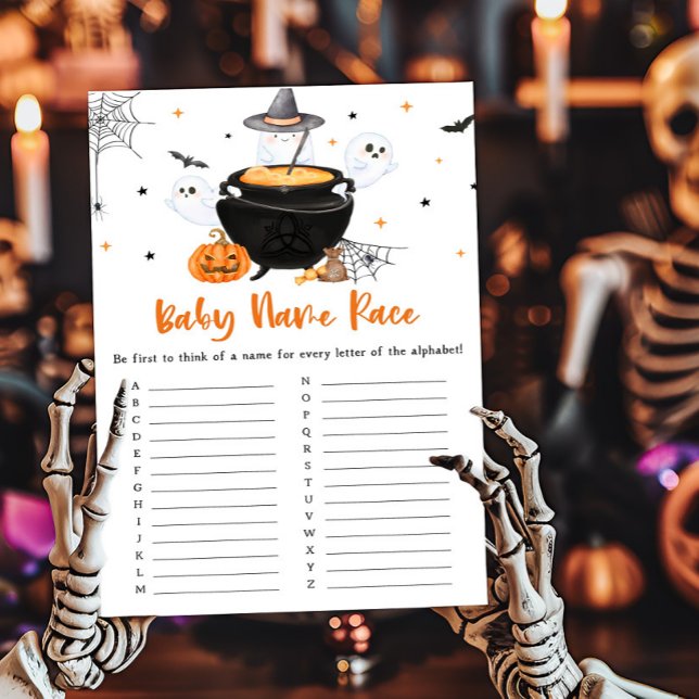 Lámina Naranja bebé está preparando juego de raza con el  (Baby is Brewing Baby Shower Baby Name Race Game)