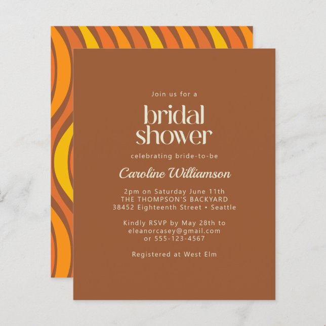 Lámina Naranja Brown Bridal Shower (Anverso / Reverso)