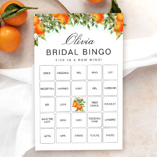 Lámina Naranja Citrus Bingo Bridal Shower Game Card