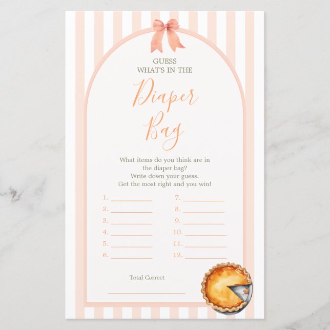 Lámina Naranja Cutie Pie Gingham Lo que hay en Diaper Bag (Anverso)