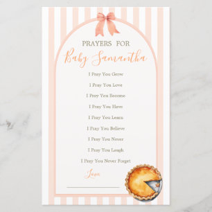 Lámina Naranja Cutie Pie Gingham Shower Prayers para bebé