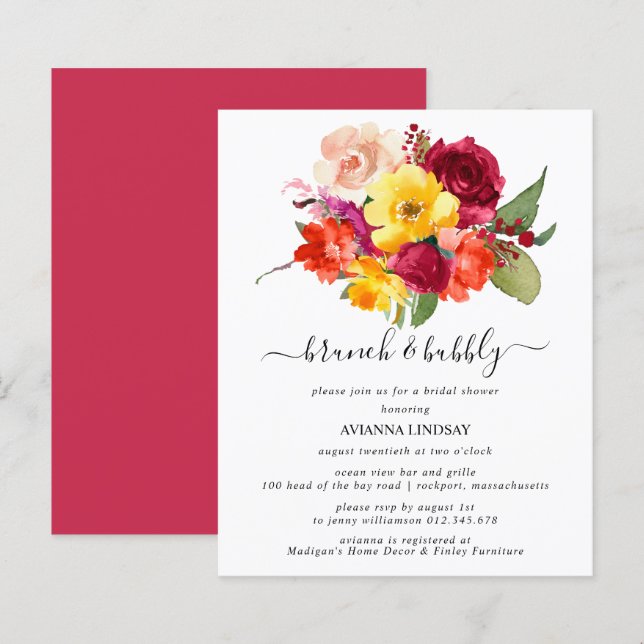 Lámina Naranja de Borgoña presupuesto Brunch rosa amarill (Anverso / Reverso)