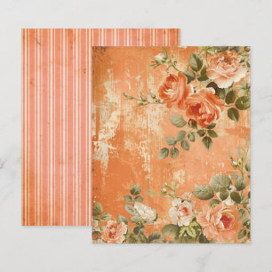 Lámina Naranja de época Floral Stried Journal Sheet