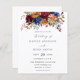 Lámina Naranja de la Marina Borgoña  otoño Boda floral 2