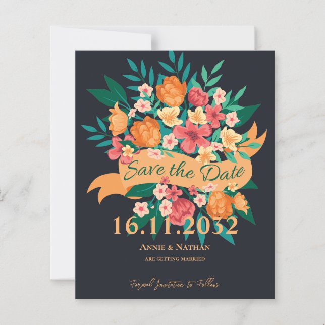 Lámina Naranja de moda Boda de flores amarillas Salva la  (Anverso)
