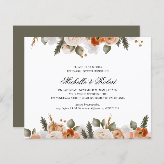 Lámina Naranja de moda Ivory Moss Boda Ensayo Cena (Anverso / Reverso)