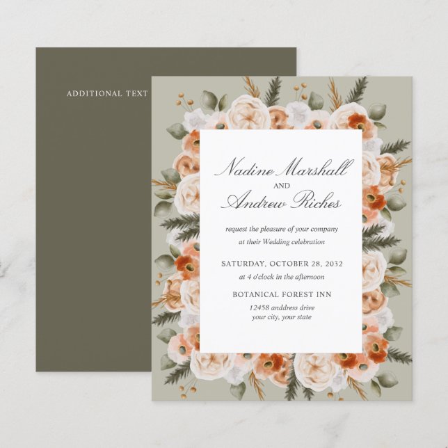 Lámina Naranja de Moda Presupuestaria Ivory Sage Boda de  (Anverso / Reverso)